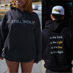 STILL HOLY Christian Oversized Black Hoodie